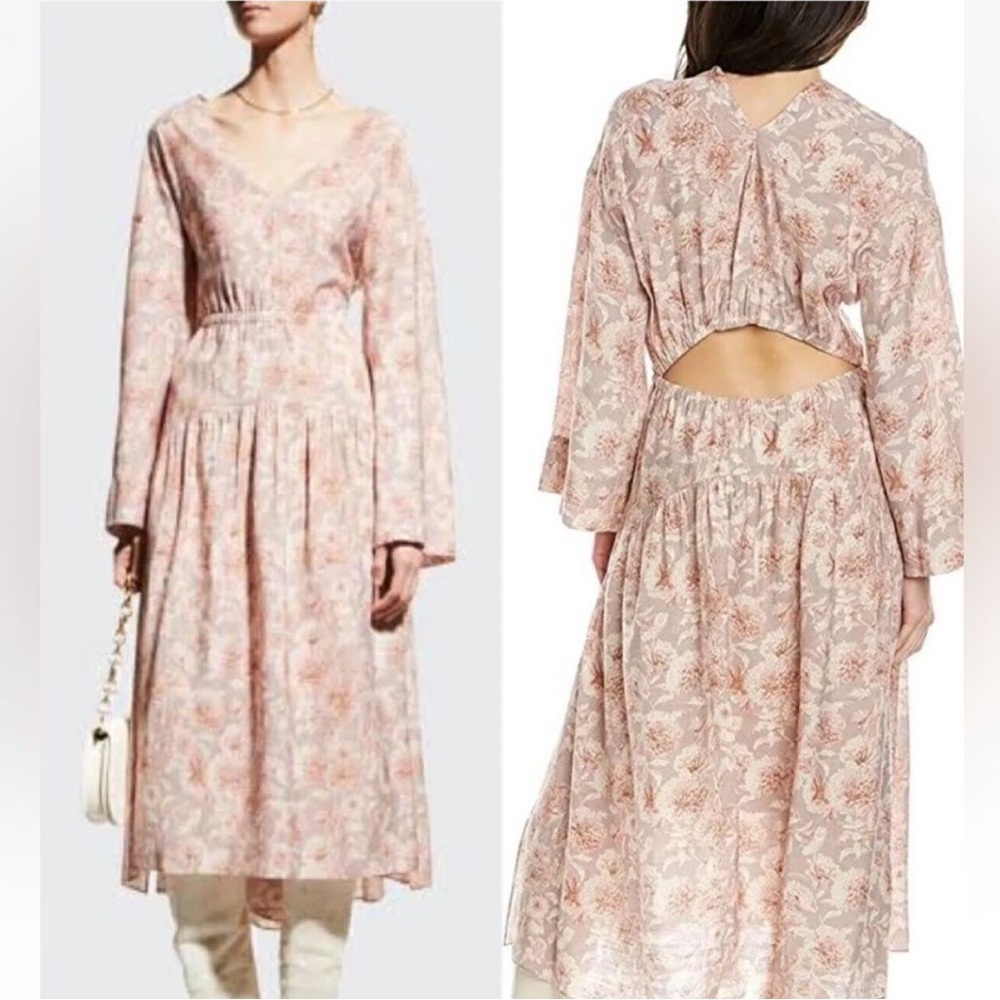 Vince Dahlia Print Long Sleeve Dress Size XS